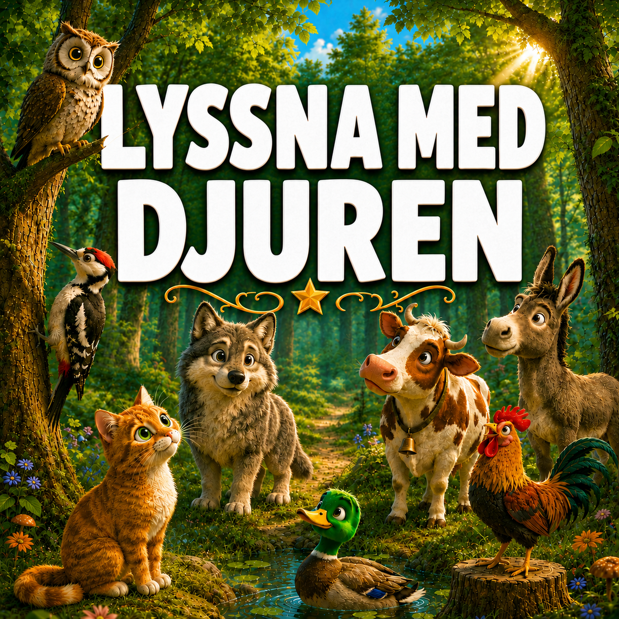 Avslappning - Djurens Lugna Stund 9 Omslag till Fokusövningar för barn – kan du höra alla djuren?